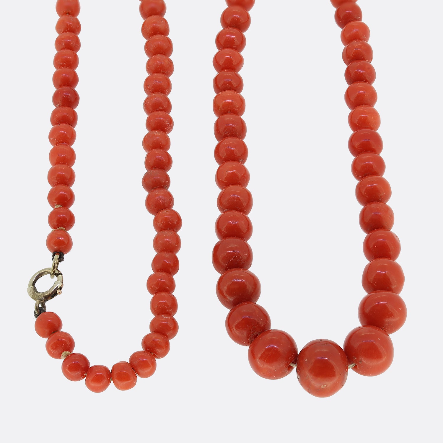 ANTIQUE CORAL AND MOTHER OF PEARL NECKLACE UNDYED UNT… - Gem